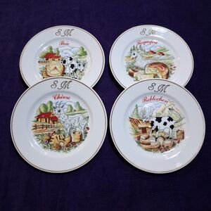 Vintage Limoges Porcelaines Cheese Plates Cow Goat Porcelain Charcuterie Dishes